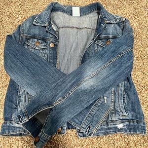 H&M Denim Cropped Distressed Jacket